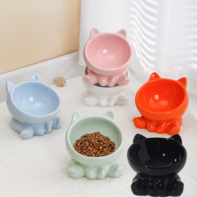 Royal Canin Food Medium - かわいいセラミック製猫用ボウル、高足付き犬用フード＆ウォーターボウル、ペット用品、頸椎保護、斜めデザイン、ペットアクセサリー
