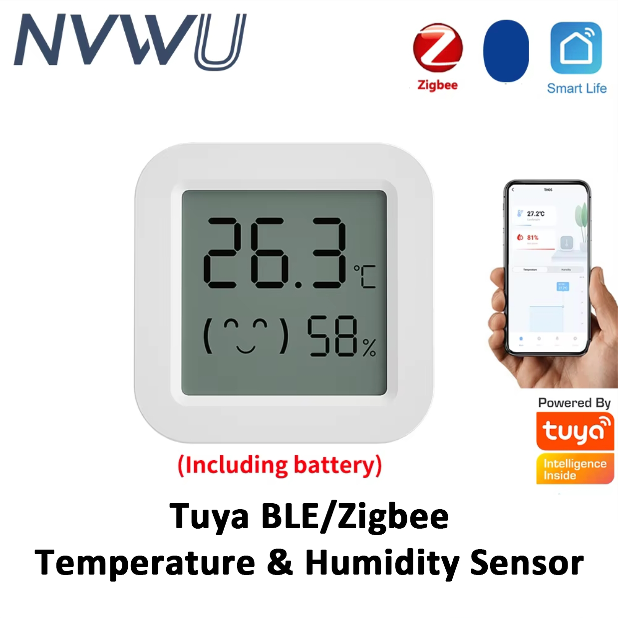 Digital Hygrometer Probe - Tuya Zigbee 温度湿度センサー冷蔵庫センサーミニ LCD デジタルディスプレイ Bluetooth