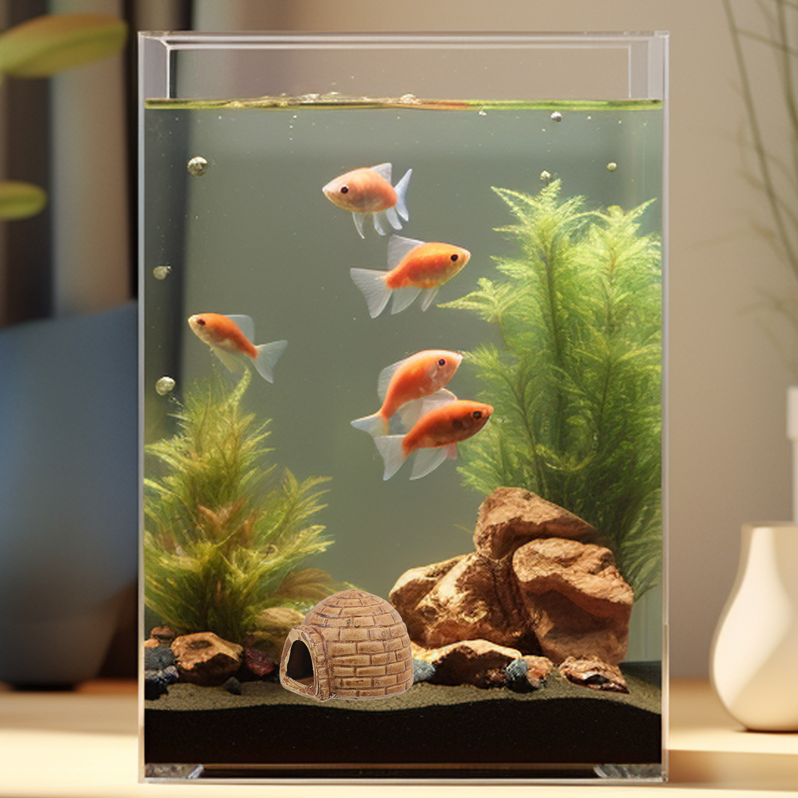高級セラミック製水槽用隠れ家、魚用洞窟、エビ用シェルター、ベ - Hide Cave Ceramic のレビューと価格