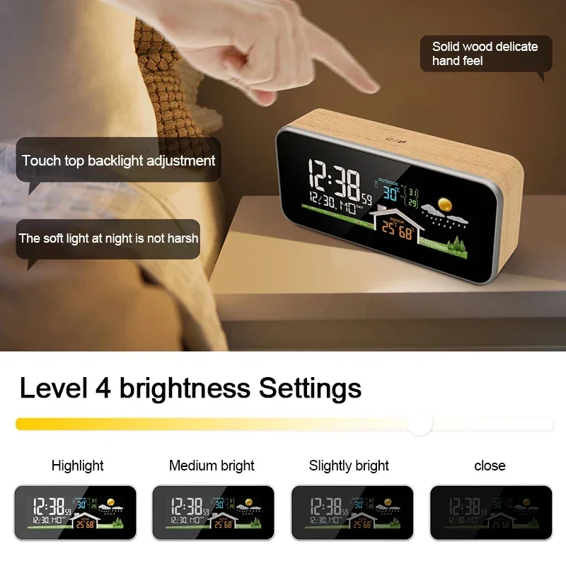 木製ワイヤレス気象予報ステーション目覚まし時計 - ワイヤレ - Digital Hygrometer Probe のレビューと価格