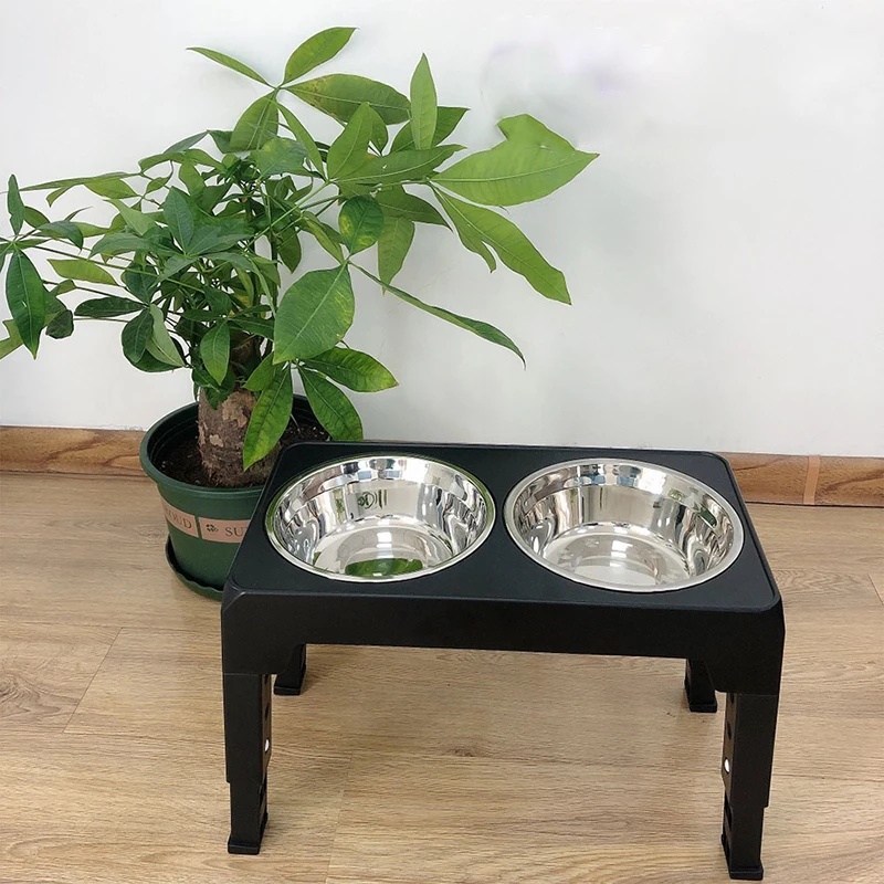 高さ調節可能な犬用食器台。ステンレス製の食器2個付き。小型犬 - Royal Canin Food Medium のレビューと価格